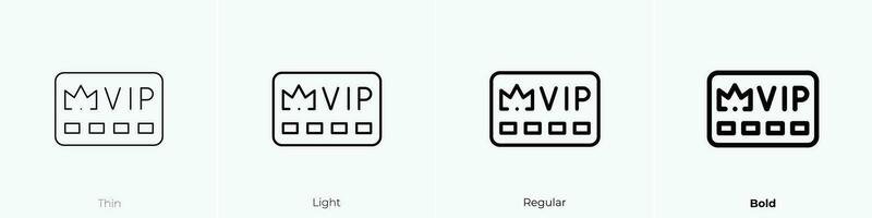 vip card icon. Thin, Light, Regular And Bold style design isolated on white background vector