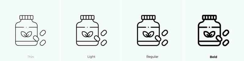 vitaminas icono. delgado, luz, regular y negrita estilo diseño aislado en blanco antecedentes vector