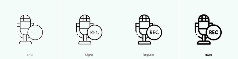 voice record icon. Thin, Light, Regular And Bold style design isolated on white background vector