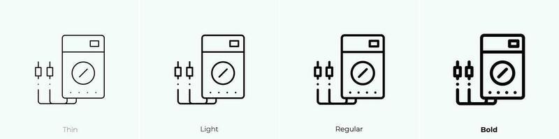 voltímetro icono. delgado, luz, regular y negrita estilo diseño aislado en blanco antecedentes vector