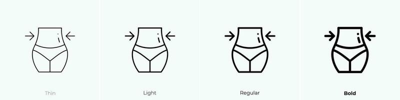 waist icon. Thin, Light, Regular And Bold style design isolated on white background vector