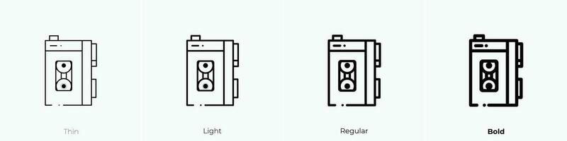 walkman icono. delgado, luz, regular y negrita estilo diseño aislado en blanco antecedentes vector