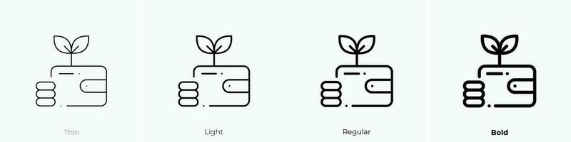 wallet icon. Thin, Light, Regular And Bold style design isolated on white background vector