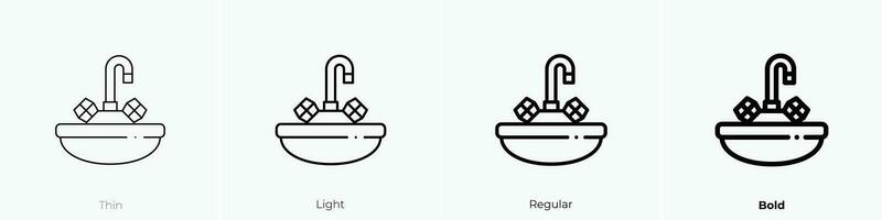 washbasin icon. Thin, Light, Regular And Bold style design isolated on white background vector