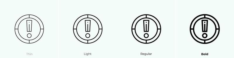 warning icon. Thin, Light, Regular And Bold style design isolated on white background vector