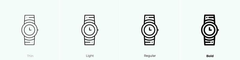 watch icon. Thin, Light, Regular And Bold style design isolated on white background vector