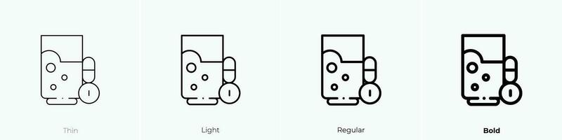 agua vaso icono. delgado, luz, regular y negrita estilo diseño aislado en blanco antecedentes vector