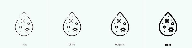 agua contaminación icono. delgado, luz, regular y negrita estilo diseño aislado en blanco antecedentes vector