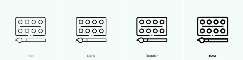 acuarelas icono. delgado, luz, regular y negrita estilo diseño aislado en blanco antecedentes vector