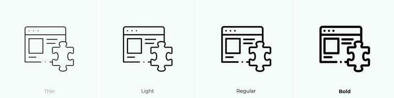 web plugin icon. Thin, Light, Regular And Bold style design isolated on white background vector