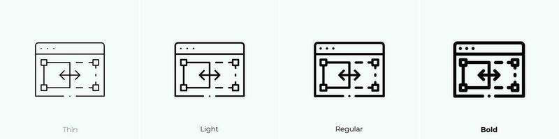 sitio web icono. delgado, luz, regular y negrita estilo diseño aislado en blanco antecedentes vector