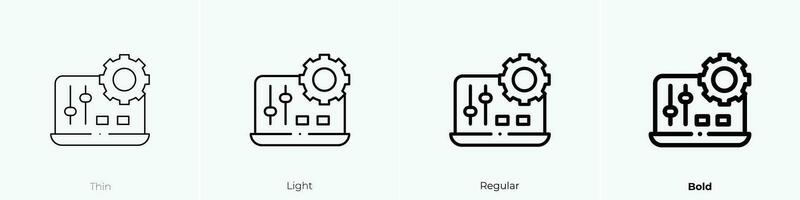 sitio web icono. delgado, luz, regular y negrita estilo diseño aislado en blanco antecedentes vector