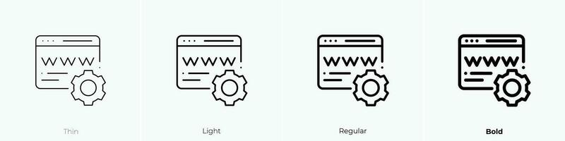 sitio web icono. delgado, luz, regular y negrita estilo diseño aislado en blanco antecedentes vector