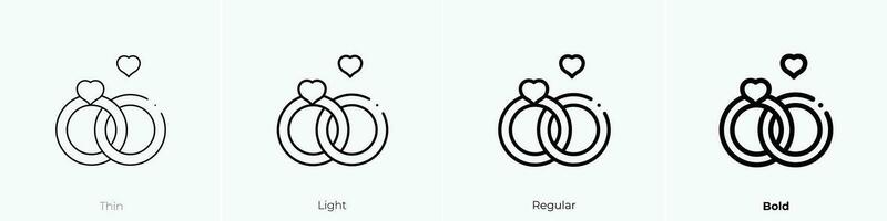 wedding rings icon. Thin, Light, Regular And Bold style design isolated on white background vector