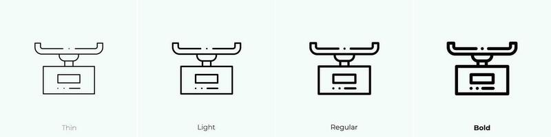 peso escala icono. delgado, luz, regular y negrita estilo diseño aislado en blanco antecedentes vector