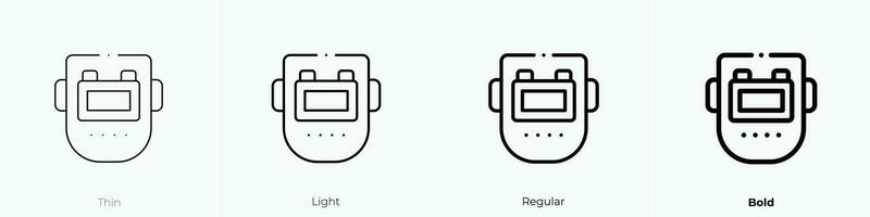 soldadura máscara icono. delgado, luz, regular y negrita estilo diseño aislado en blanco antecedentes vector