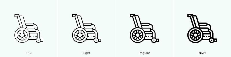 wheelchair icon. Thin, Light, Regular And Bold style design isolated on white background vector