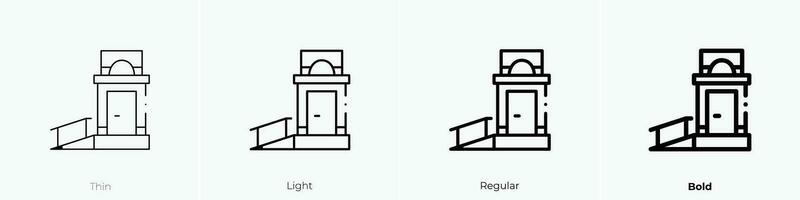 silla de ruedas icono. delgado, luz, regular y negrita estilo diseño aislado en blanco antecedentes vector