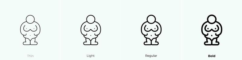 Willendorf icono. delgado, luz, regular y negrita estilo diseño aislado en blanco antecedentes vector