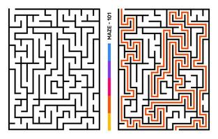 Abstract Maze Puzzle Labyrinth With Entry And Exit. Maze For Activity Book. Problem-Solving Puzzles Games For Workbook. Vector illustration - EPS 10