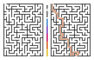 Abstract Maze Puzzle Labyrinth With Entry And Exit. Maze For Activity Book. Problem-Solving Puzzles Games For Workbook. Vector illustration - EPS 10