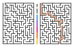 Abstract Maze Puzzle Labyrinth With Entry And Exit. Maze For Activity Book. Problem-Solving Puzzles Games For Workbook. Vector illustration - EPS 10