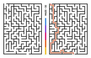 Abstract Maze Puzzle Labyrinth With Entry And Exit. Maze For Activity Book. Problem-Solving Puzzles Games For Workbook. Vector illustration - EPS 10