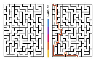 Abstract Maze Puzzle Labyrinth With Entry And Exit. Maze For Activity Book. Problem-Solving Puzzles Games For Workbook. Vector illustration - EPS 10