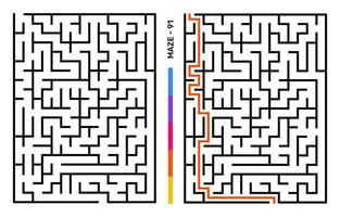 Abstract Maze Puzzle Labyrinth With Entry And Exit. Maze For Activity Book. Problem-Solving Puzzles Games For Workbook. Vector illustration - EPS 10