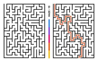 Abstract Maze Puzzle Labyrinth With Entry And Exit. Maze For Activity Book. Problem-Solving Puzzles Games For Workbook. Vector illustration - EPS 10