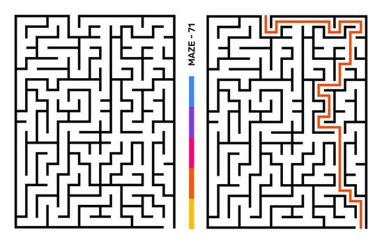 Abstract Maze Puzzle Labyrinth With Entry And Exit. Maze For Activity Book. Problem-Solving Puzzles Games For Workbook. Vector illustration - EPS 10
