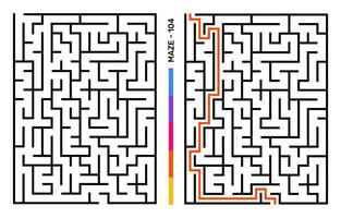 Abstract Maze Puzzle Labyrinth With Entry And Exit. Maze For Activity Book. Problem-Solving Puzzles Games For Workbook. Vector illustration - EPS 10