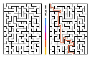 Abstract Maze Puzzle Labyrinth With Entry And Exit. Maze For Activity Book. Problem-Solving Puzzles Games For Workbook. Vector illustration - EPS 10