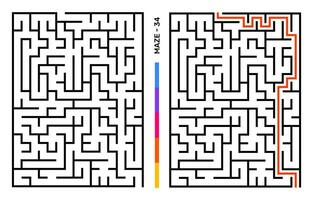 Abstract Maze Puzzle Labyrinth With Entry And Exit. Maze For Activity Book. Problem-Solving Puzzles Games For Workbook. Vector illustration - EPS 10