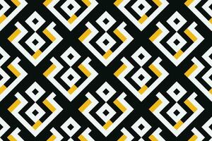 Seamless abstract geometric pattern with black, yellow and white color. Vector Illustration.