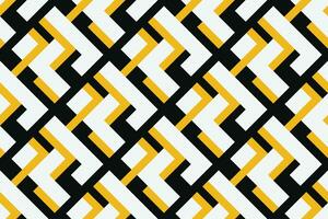 Seamless abstract geometric pattern with black, yellow and white color. Vector Illustration.