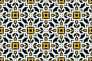 oriental pattern. Black, White and Yellow color with Arabic ornament. Pattern, background and wallpaper for your design. Textile ornament. Vector illustration.