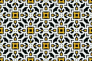 oriental modelo. negro, blanco y amarillo color con Arábica ornamento. patrón, antecedentes y fondo de pantalla para tu diseño. textil ornamento. vector ilustración.