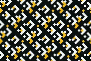 Seamless abstract geometric pattern with black, yellow and white color. Vector Illustration.