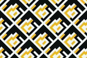 Seamless abstract geometric pattern with black, yellow and white color. Vector Illustration.