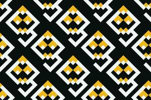 Seamless abstract geometric pattern with black, yellow and white color. Vector Illustration.