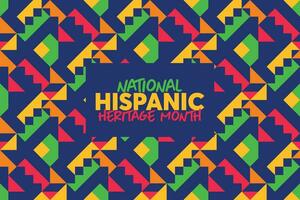 Hispanic heritage month. Vector web banner, poster, card for social media and networks. Greeting with national Hispanic heritage month text, Papel Picado pattern, perforated paper on black background