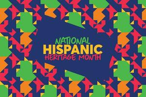 Hispanic heritage month. Vector web banner, poster, card for social media and networks. Greeting with national Hispanic heritage month text, Papel Picado pattern, perforated paper on black background