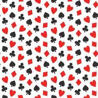 Poker seamless pattern, vector seamless casino background with card suits, clubs, hearts, spades and diamonds