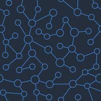 blue network molecular outline repeating pattern on dark blue background vector