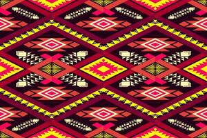 Aztec geometric pattern for vibrant color.Damask style pattern for textile and decoration.Ethnic abstract ikat.Seamless pattern in tribal.Native aztec boho vector design.