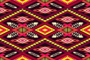 Aztec geometric pattern for vibrant color.Damask style pattern for textile and decoration.Ethnic abstract ikat.Seamless pattern in tribal.Native aztec boho vector design.