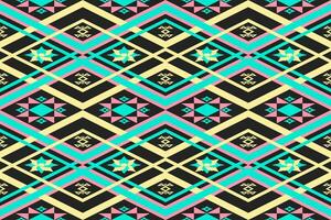 Abstract ethnic aztec geometric pattern design for background.Ethnic ikat geometric pattern for vibrant color.Colorful geometric embroidery for textiles,fabric,clothing,background,batik,knitwear vector