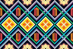 Aztec geometric pattern for vibrant color.Damask style pattern for textile and decoration.Ethnic abstract ikat.Seamless pattern in tribal.Native aztec boho vector design.
