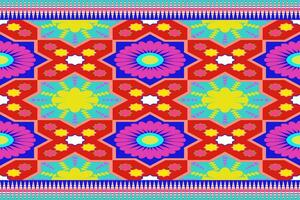 Abstract ethnic aztec geometric pattern design for background.Ethnic ikat geometric pattern for vibrant color.Colorful geometric embroidery for textiles,fabric,clothing,background,batik,knitwear vector